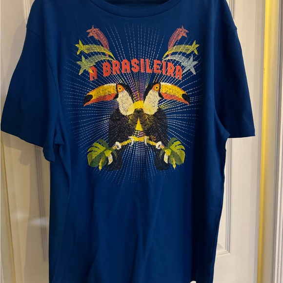 NWT FARM Rio A Brasileira Blue Graphic T-Shirt with Toucan Design XL - Picture 2 of 4